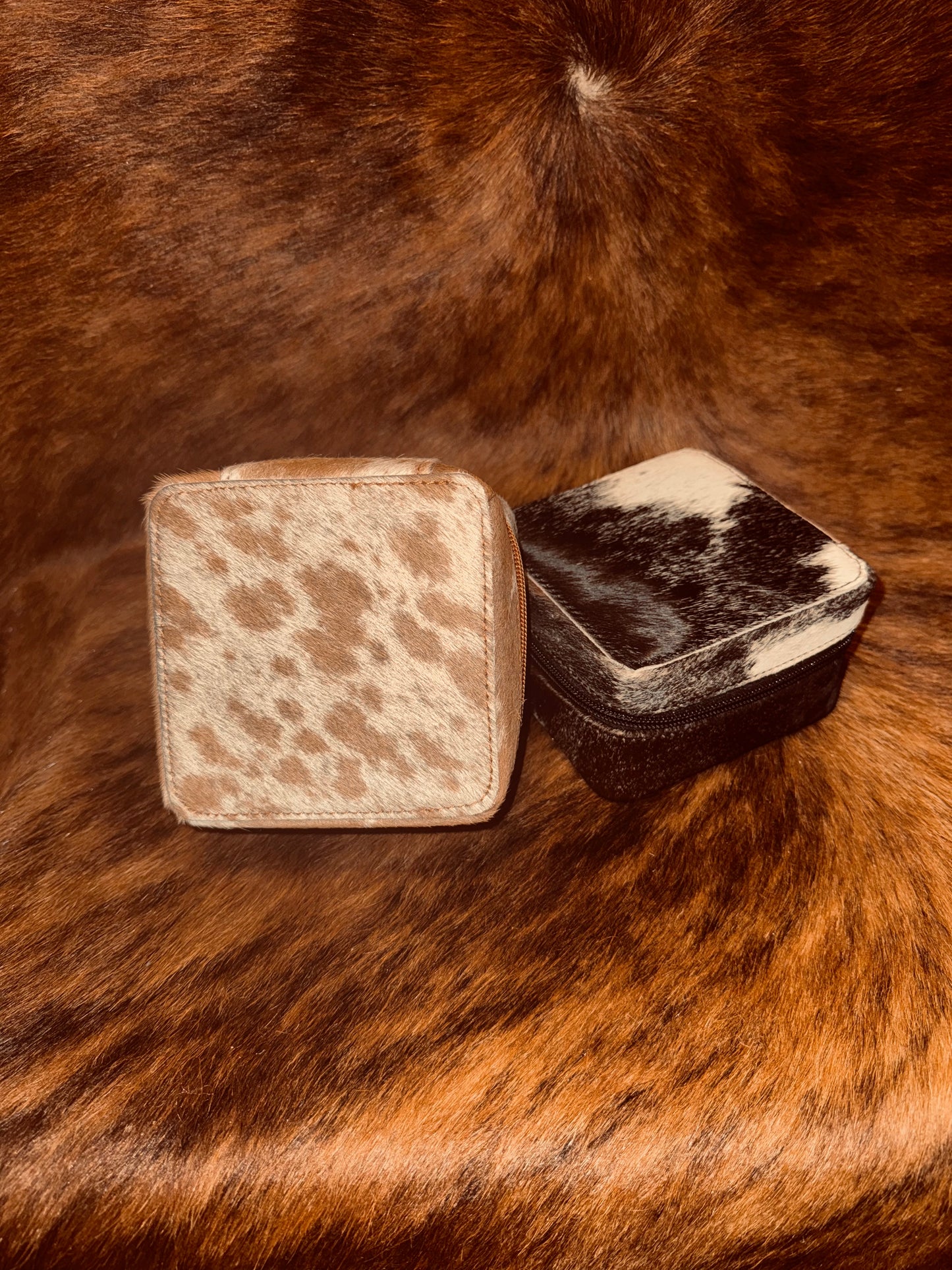 Cowhide Square Jewelry Case