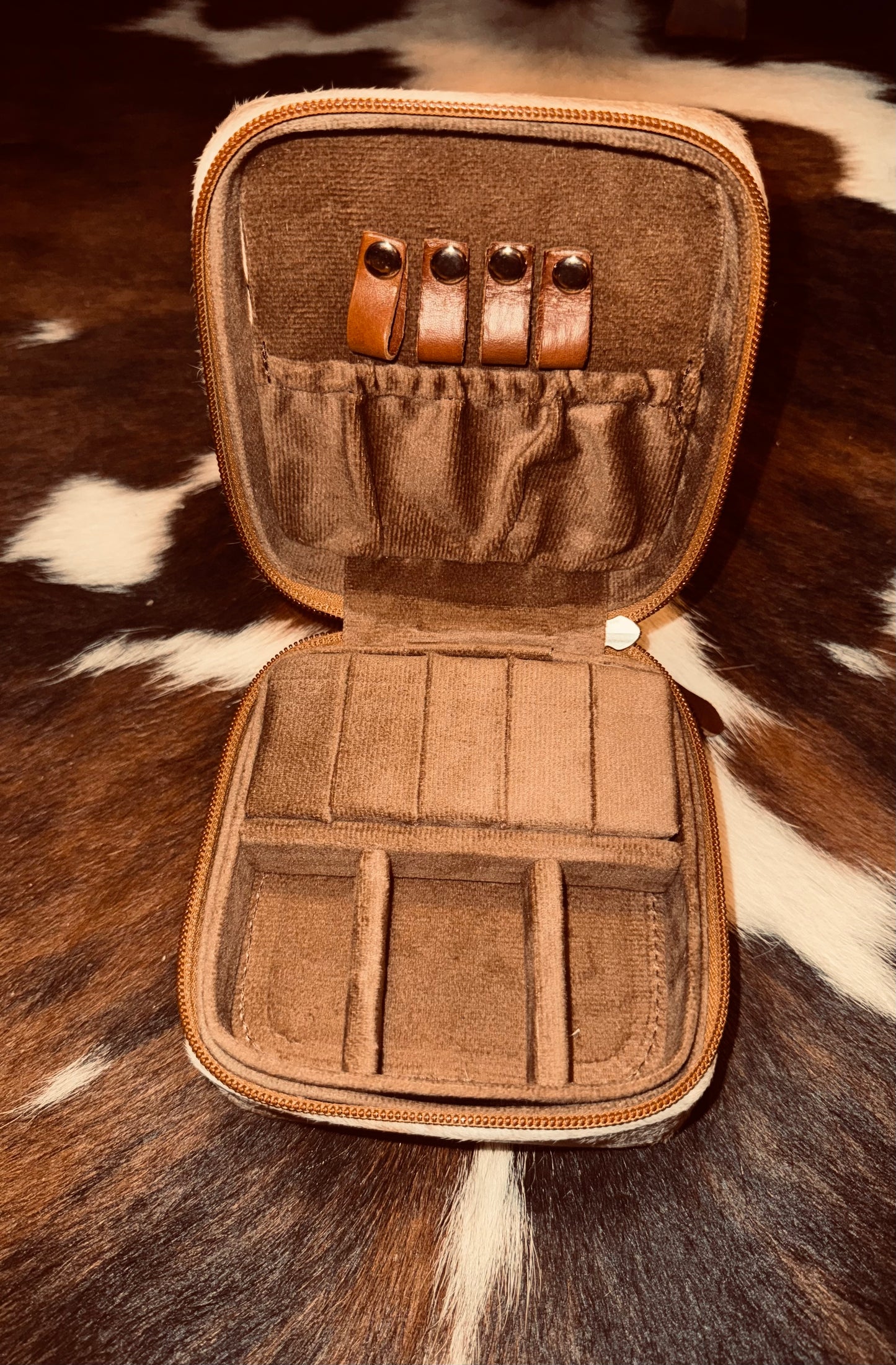 Cowhide Square Jewelry Case
